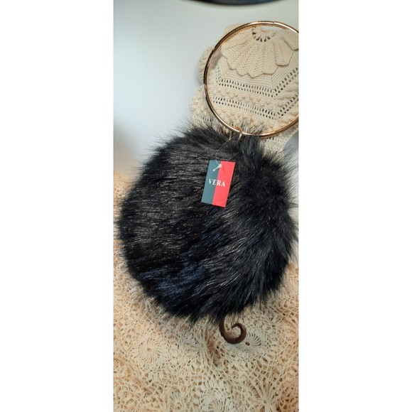 Vera Fuzzy Black Hand bag, evening bag NWT - Picture 1 of 4